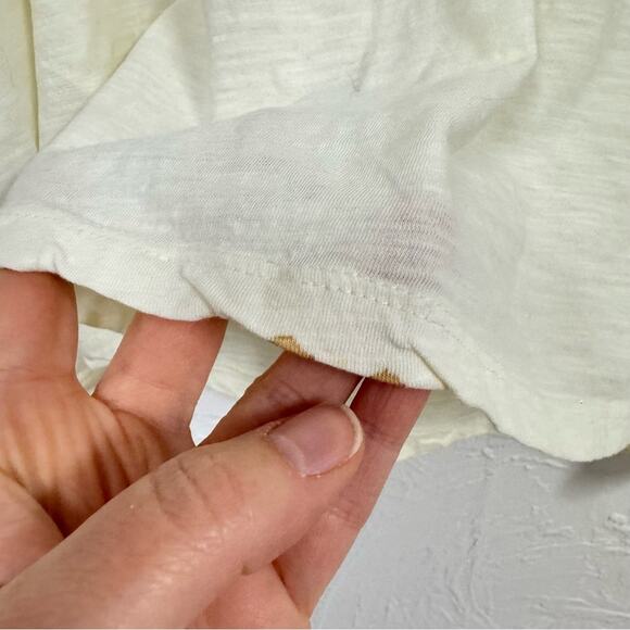 Akemi & Kin Anthropologie Cream Floral Embroidered Boho Short Sleeve Blouse M - Picture 4 of 8